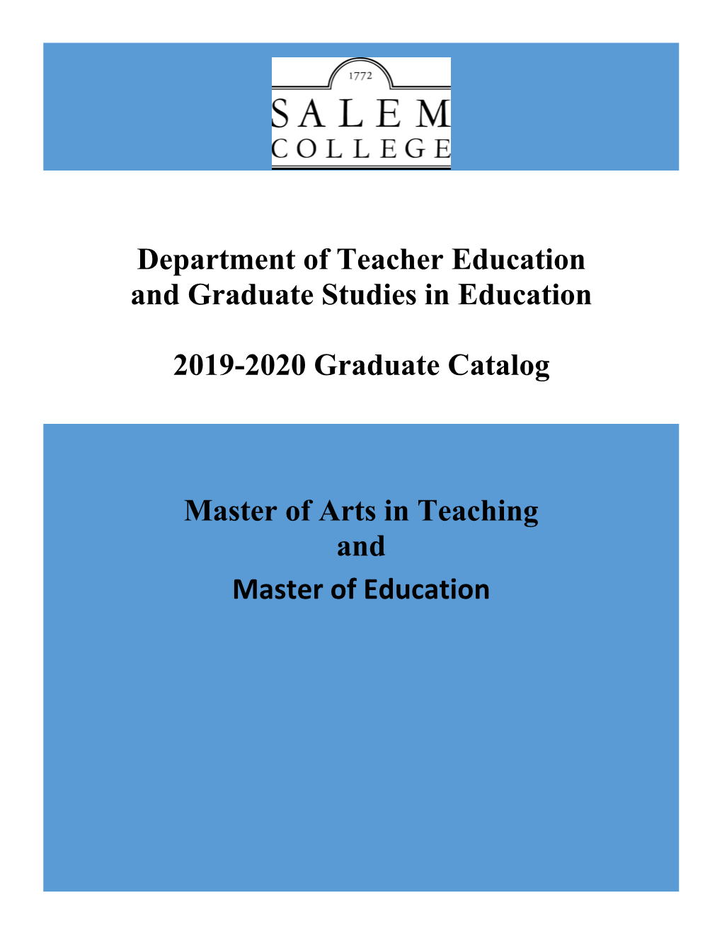 2019-2020 Education Graduate Catalog