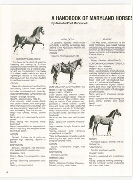 A HANDBOOK of MARYLAND HORSE~ by Jean Du Pont Mcconnell