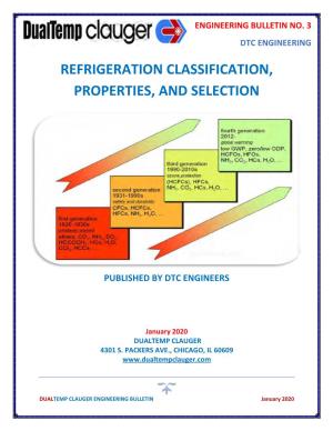 Refrigeration Classification, Properties, and Selection