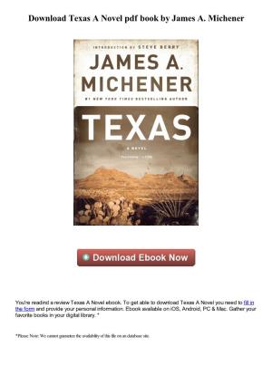 Download Texas a Novel Pdf Book by James A. Michener