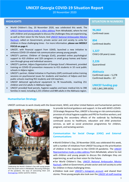 UNICEF Georgia COVID-19 Situation Report