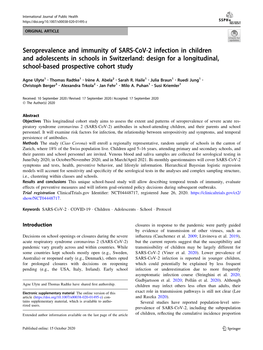 Seroprevalence and Immunity of SARS-Cov-2 Infection in Children