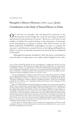 Shanghai's Zikawei Museum (1868–1952): Jesuit Contributions to The