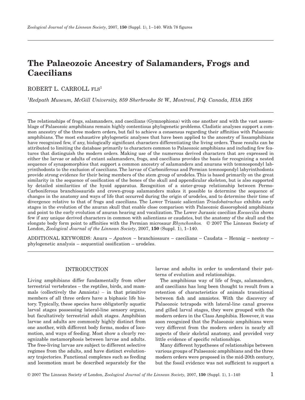 The Palaeozoic Ancestry of Salamanders, Frogs and Caecilians