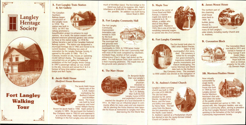 Fort Langley Walking Tour Brochure