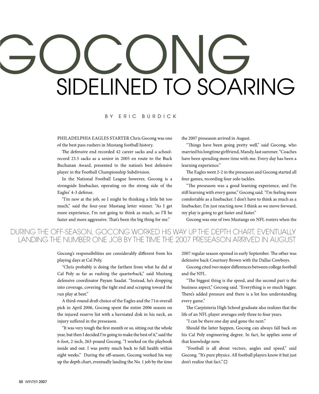 Gocong Sidelined to Soaring