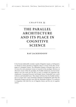 The Parallel Architecture and Its Place in Cognitive Science