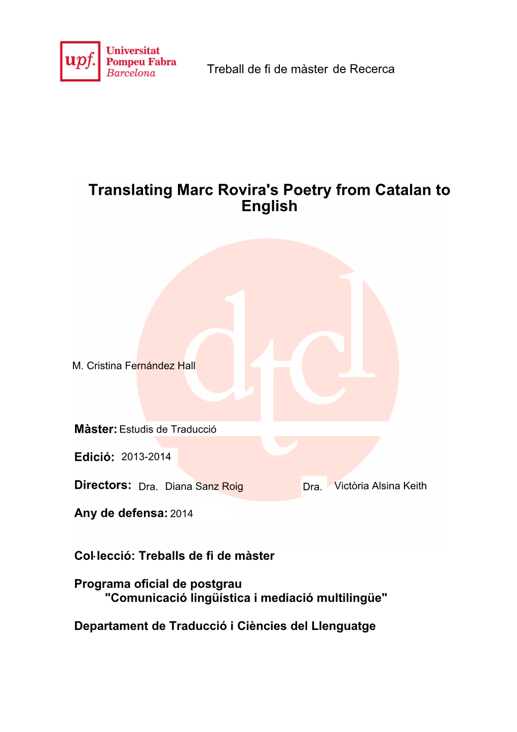 Translating Marc Rovira's Poetry from Catalan to English