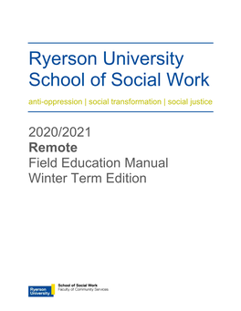 2020/2021 Remote Field Education Manual Winter Term Edition