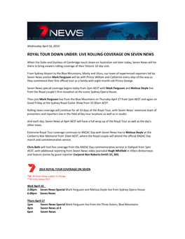 Royal Tour Down Under: Live Rolling Coverage on Seven News