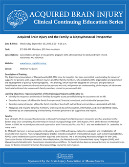 ACQUIRED BRAIN INJURY Clinical Continuing Education Series