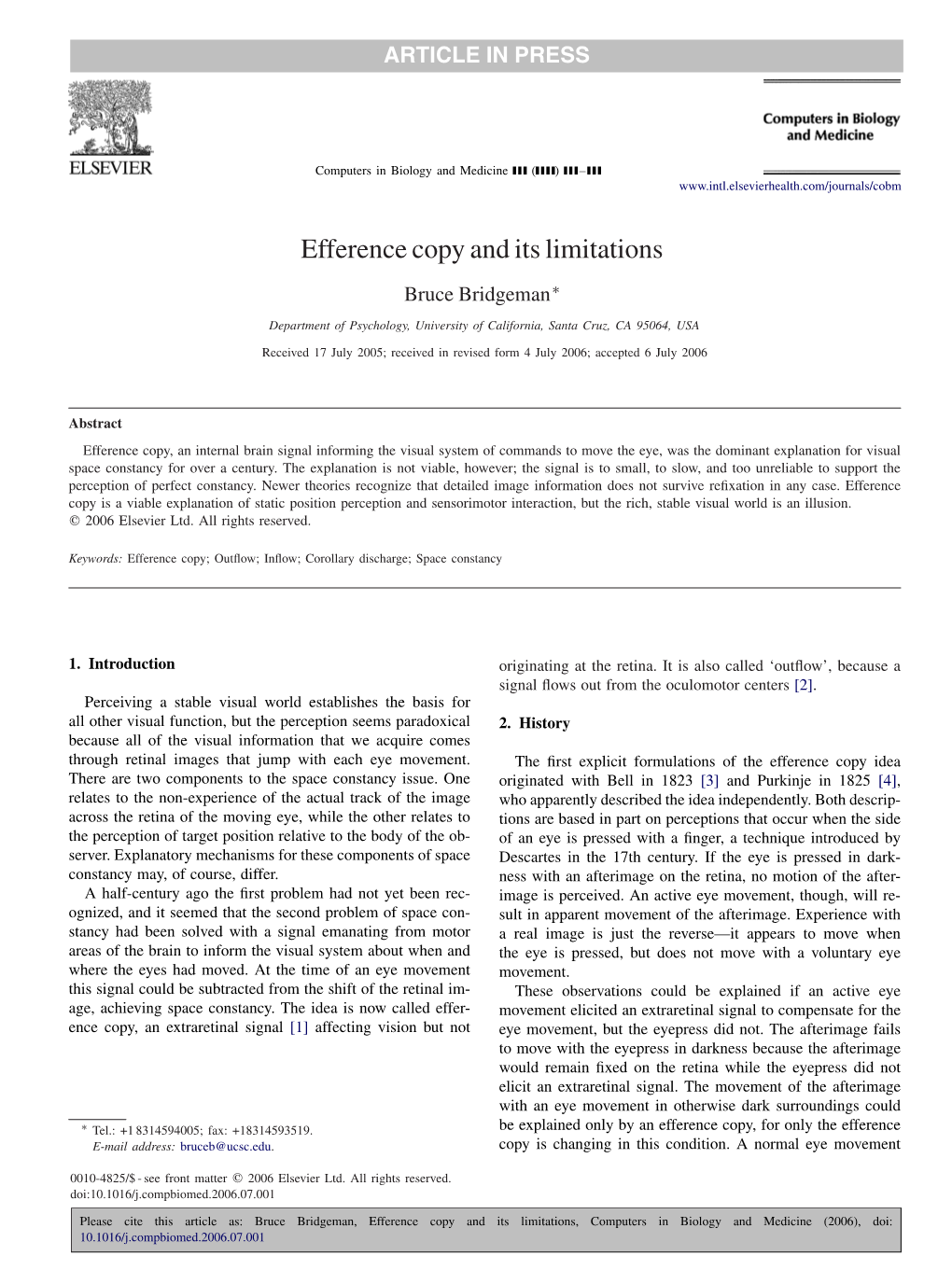 Efference Copy and Its Limitations