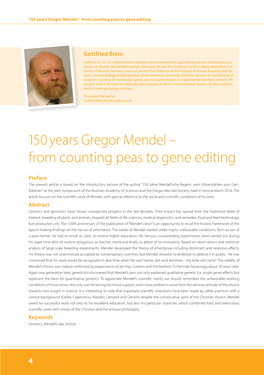 150 Years Gregor Mendel – from Counting Peas to Gene Editing
