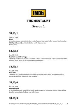 THE MENTALIST Season 1