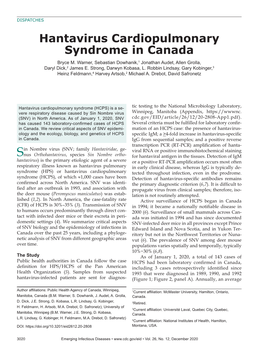Hantavirus Cardiopulmonary Syndrome in Canada Bryce M