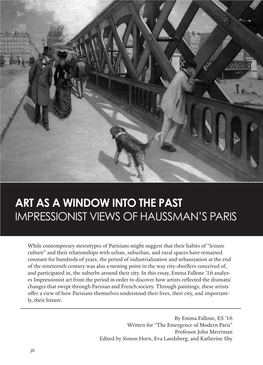 Art As a Window Into the Past Impressionist Views of Haussman’S Paris