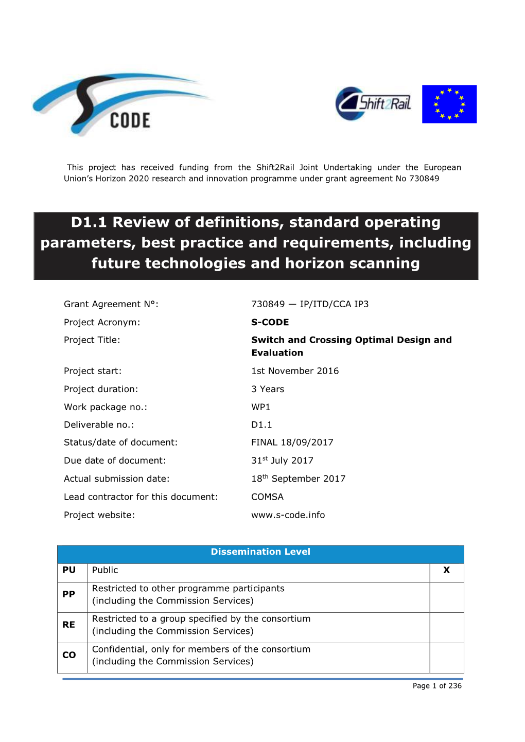 D1.1 Review of Definitions, Standard Operating Parameters, Best Practice and Requirements, Including Future Technologies and Horizon Scanning