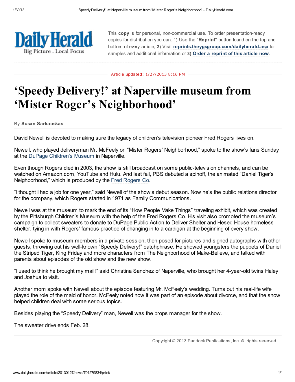 'Mister Roger's Neighborhood'