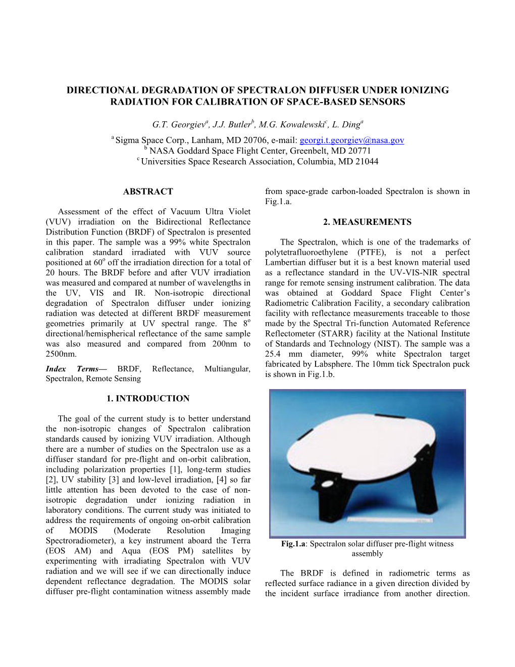 Directional Degradation of Spectralon Diffuser Under Ionizing Radiation for Calibration of Space-Based Sensors