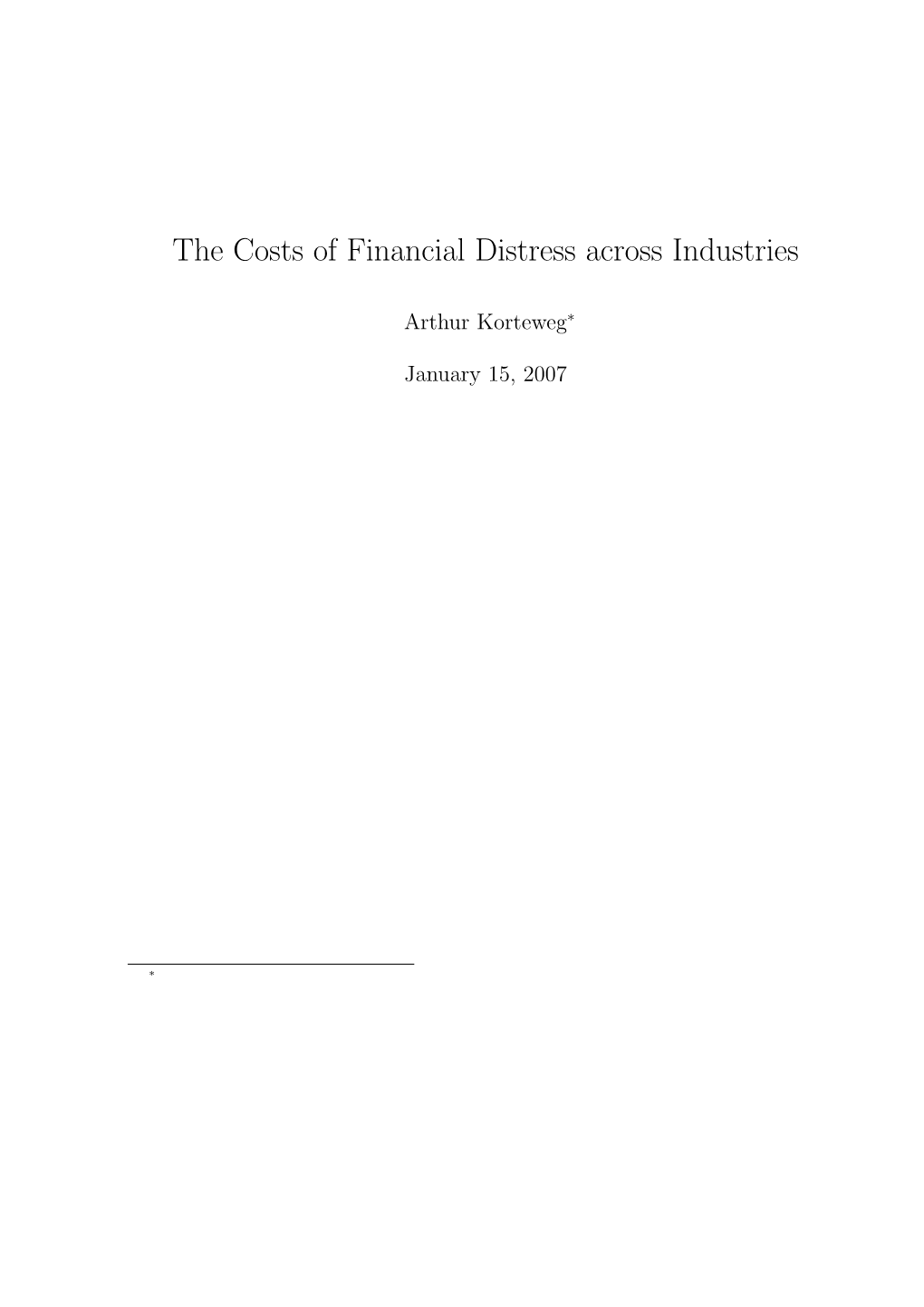 The Costs of Financial Distress Across Industries