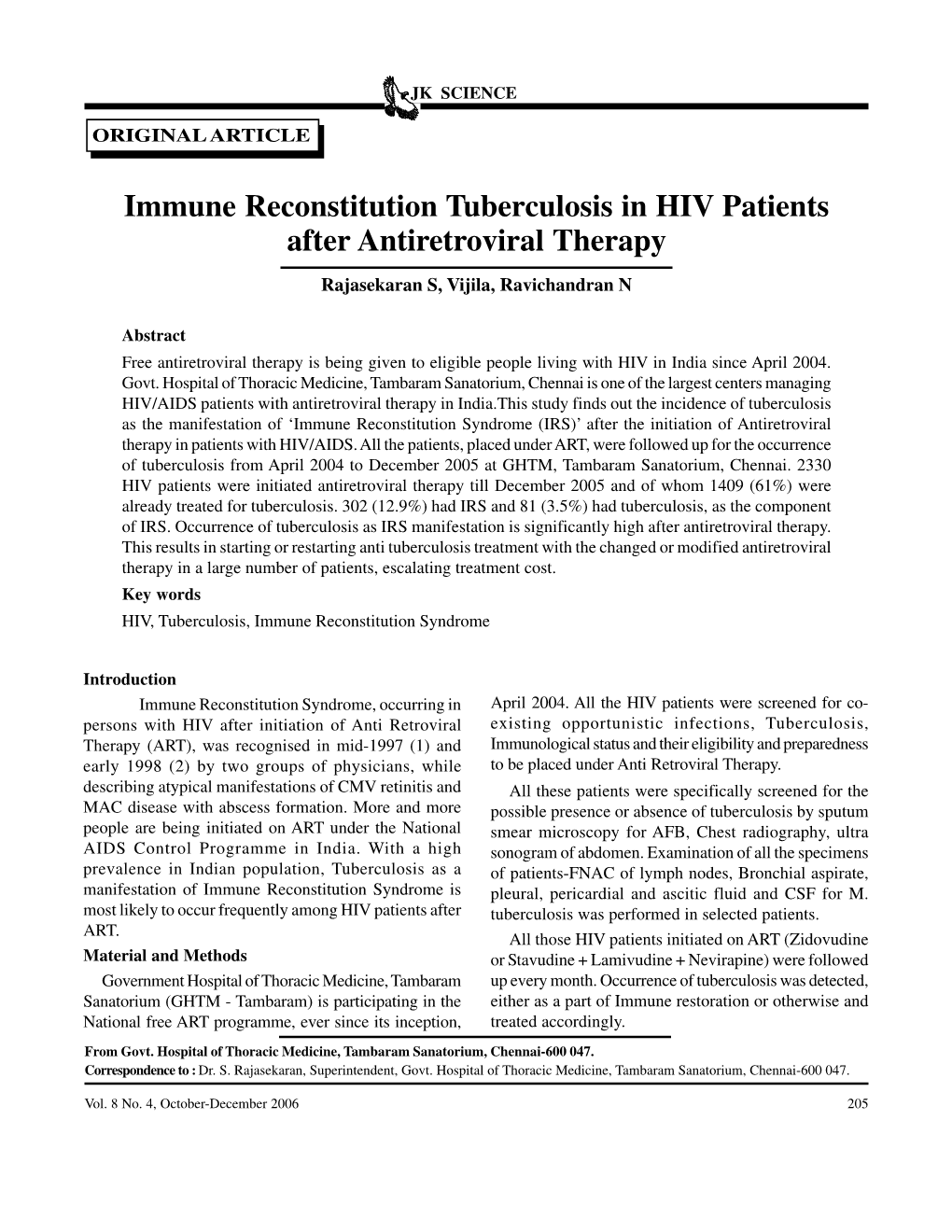 Immune Reconstitution Tuberculosis in HIV Patients After Antiretroviral Therapy