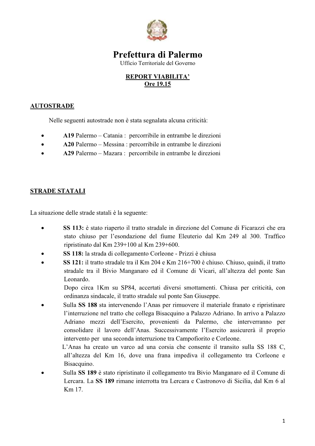 Prefettura Di Palermo Ufficio Territoriale Del Governo