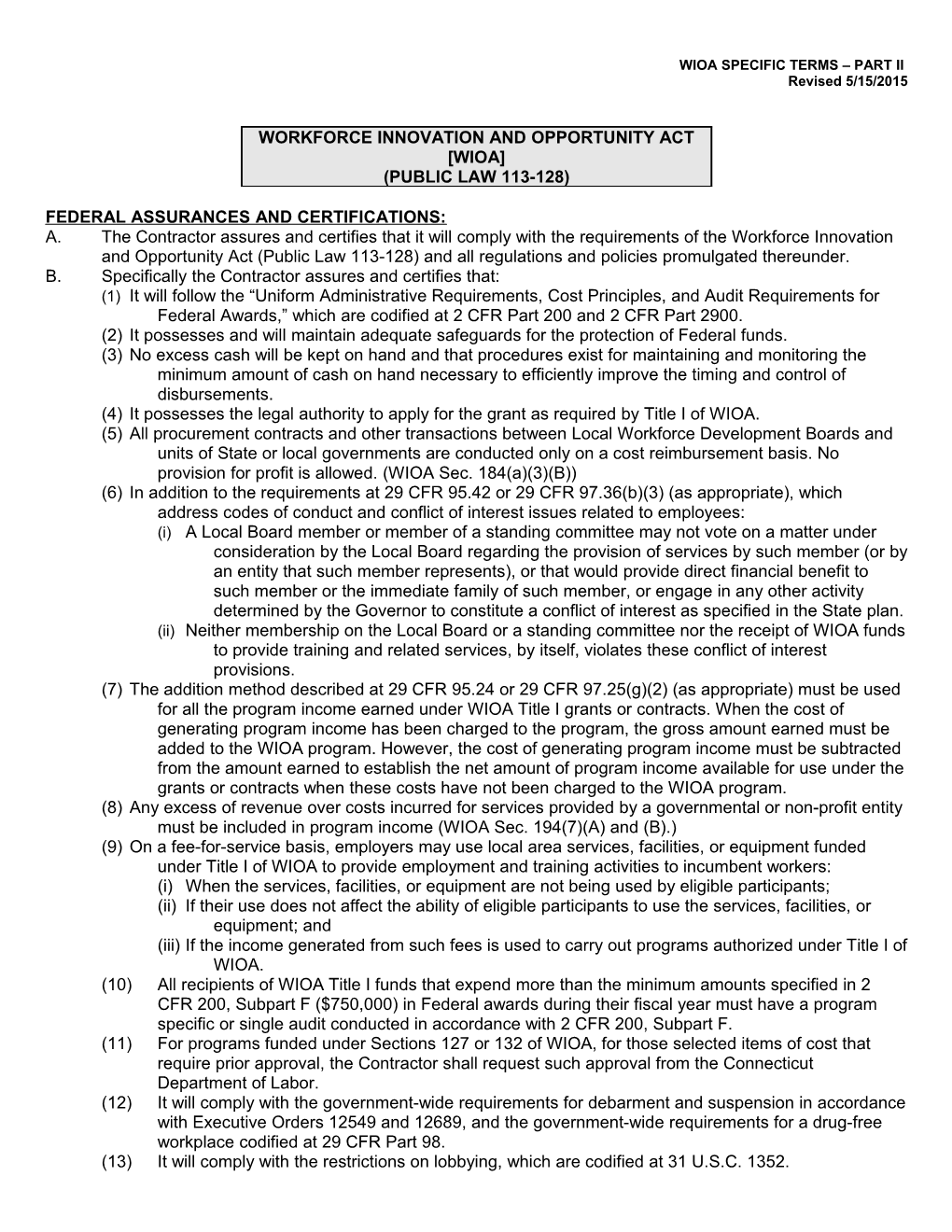 Federal Assurances and Certifications