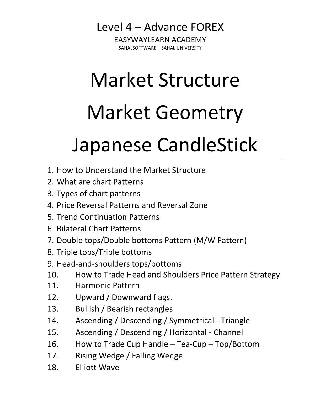 Market Structure Market Geometry Japanese Candlestick