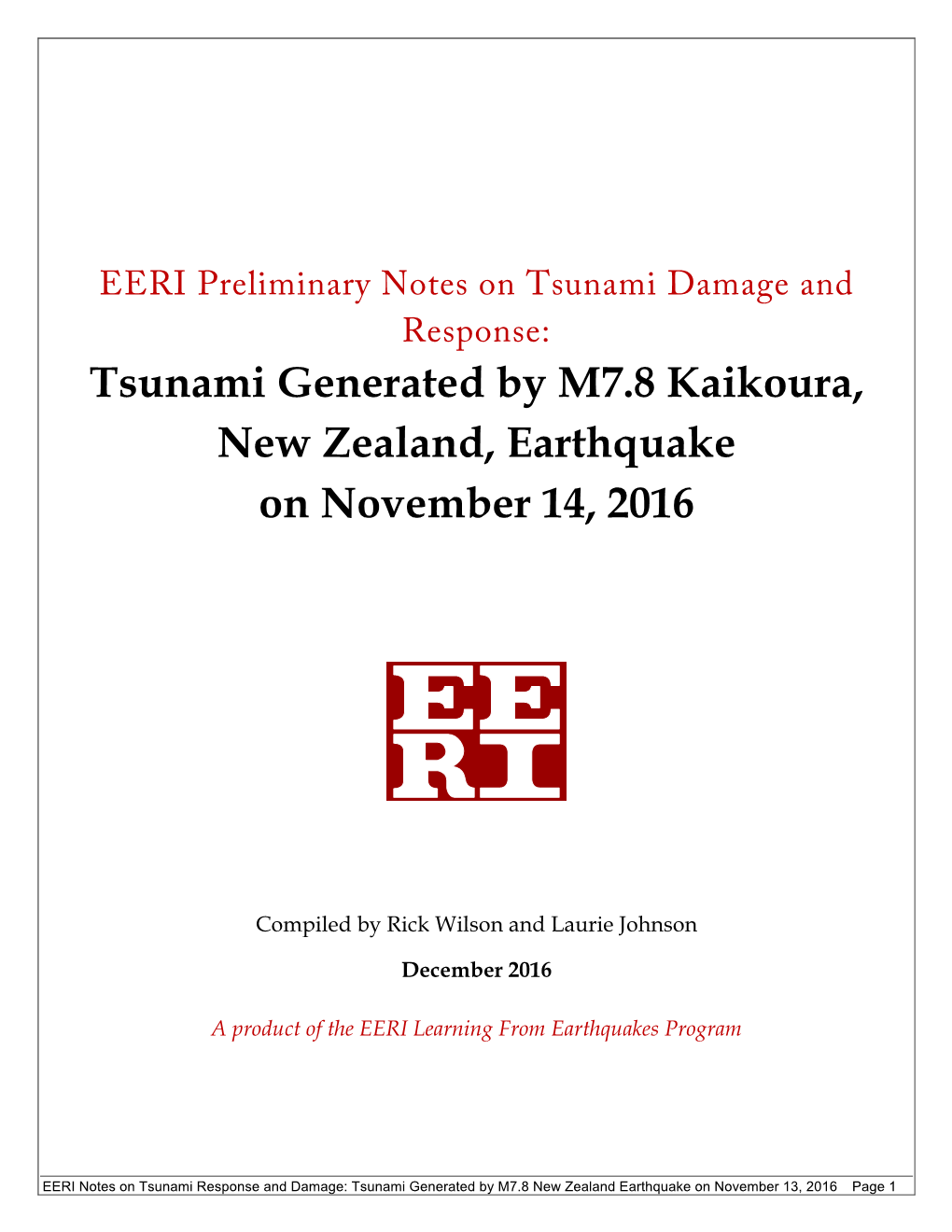EERI-Recon-Rpt-111316 NZ Tsunami Final