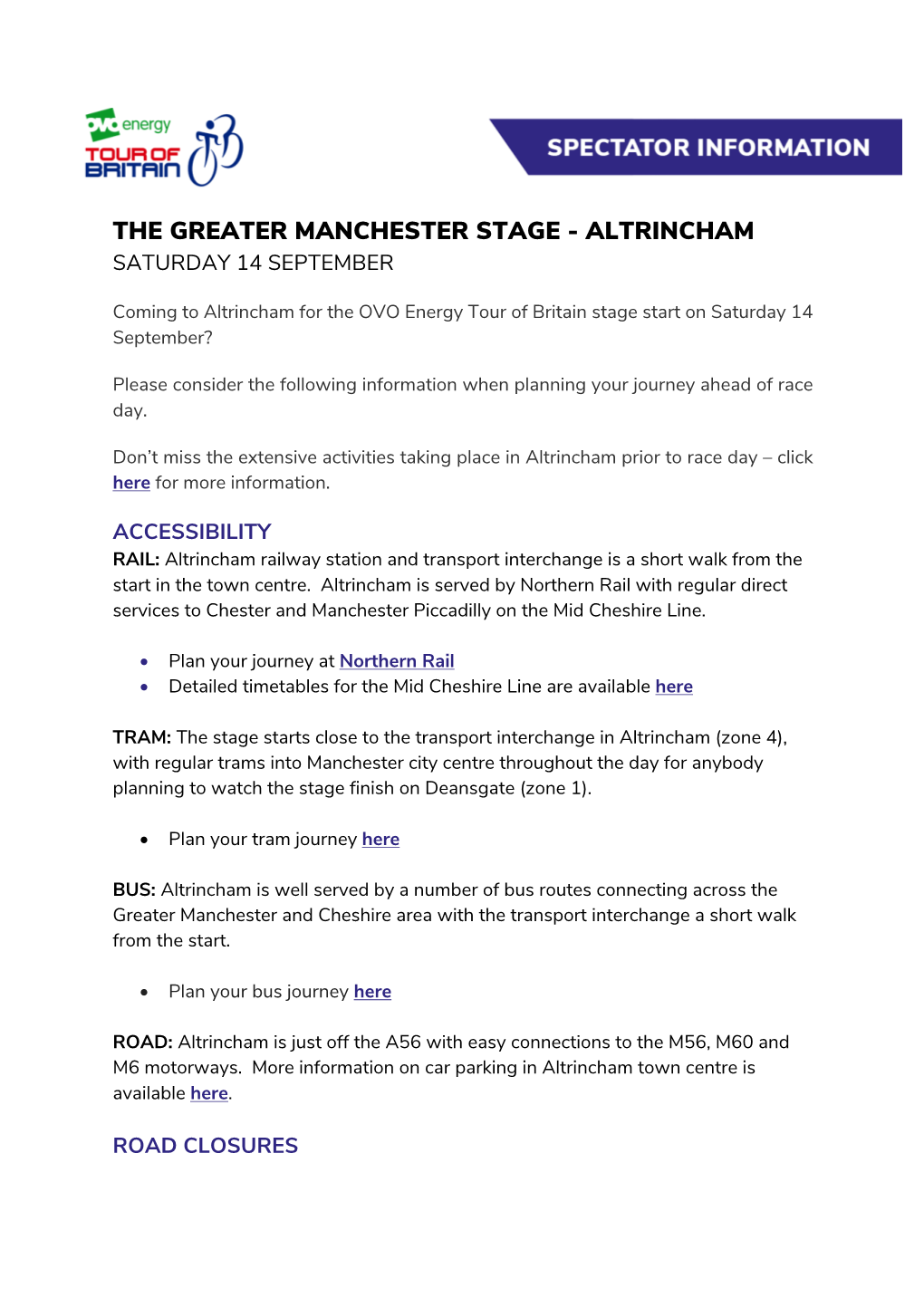 The Greater Manchester Stage - Altrincham Saturday 14 September