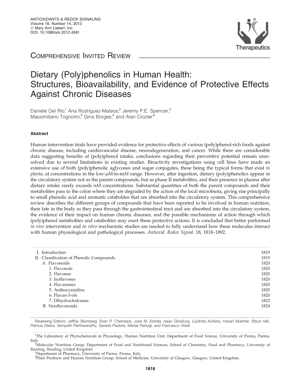 Dietary (Poly)Phenolics in Human Health: Structures, Bioavailability, and Evidence of Protective Effects Against Chronic Diseases