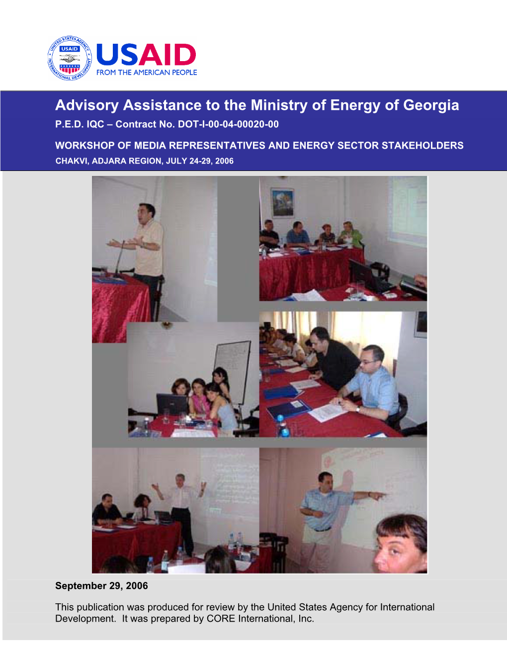 Advisory Assistance to the Ministry of Energy of Georgia P.E.D