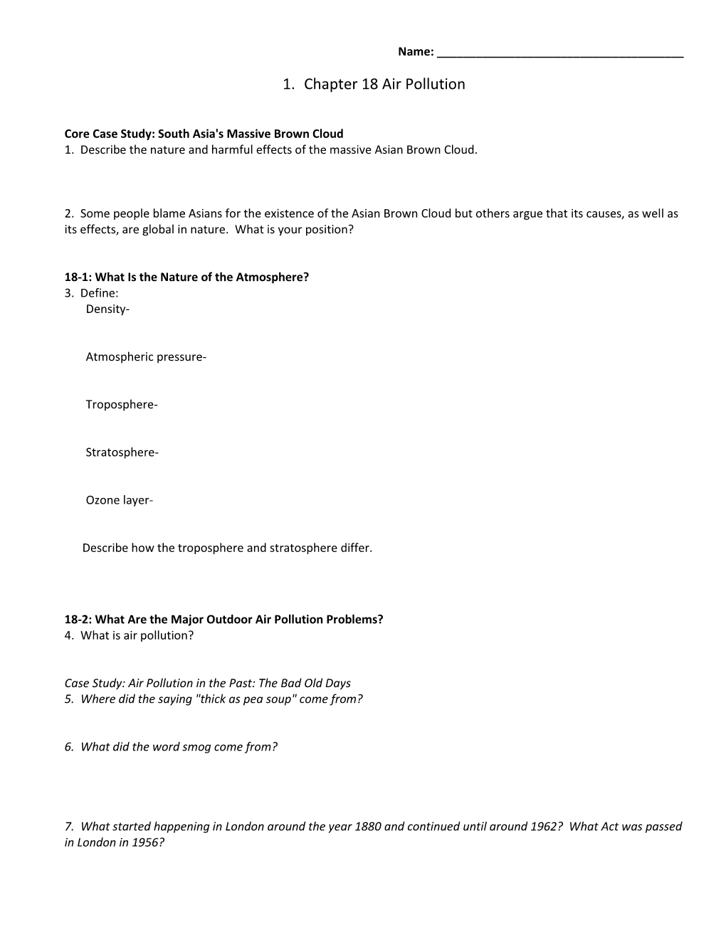 1. Chapter 18 Air Pollution