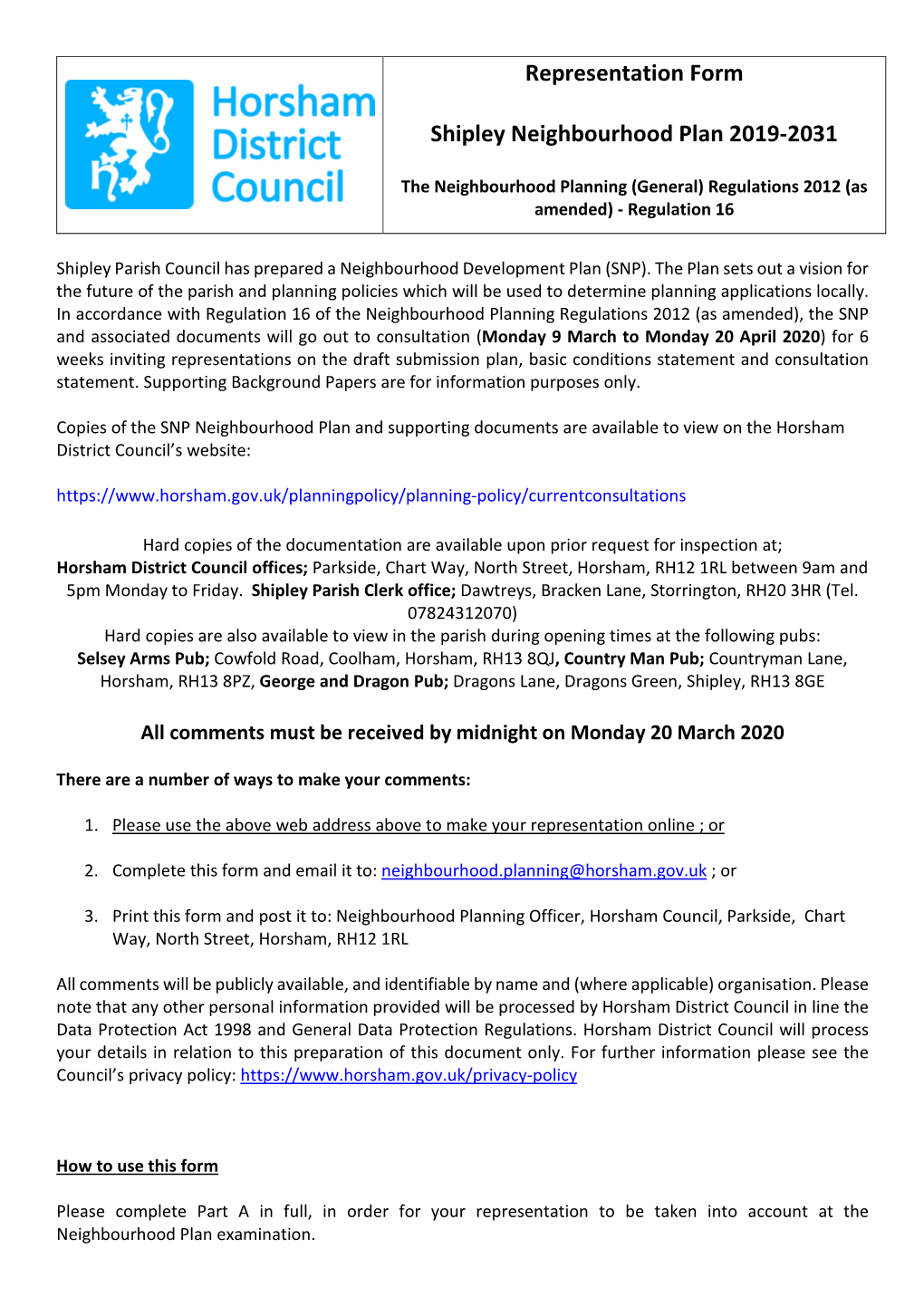 Southern Water Position (If Applicable) Date 08/04/2020