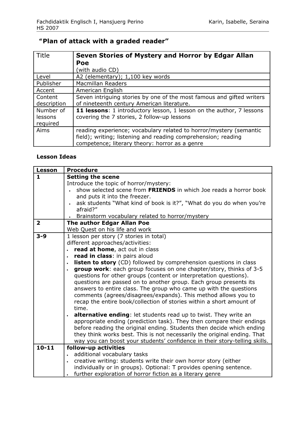 Plan of Attack with a Graded Reader