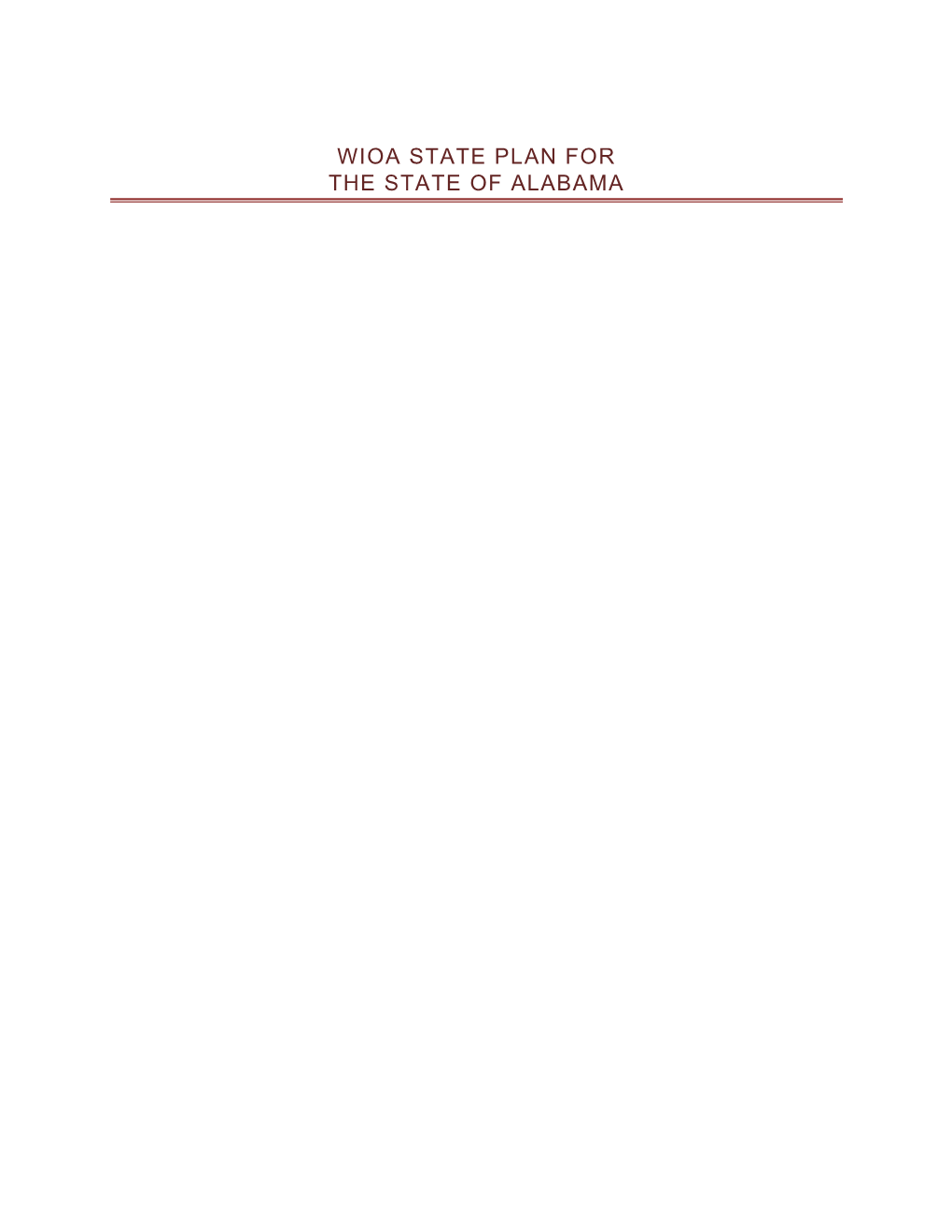 Wioa State Plan for the State of Alabama