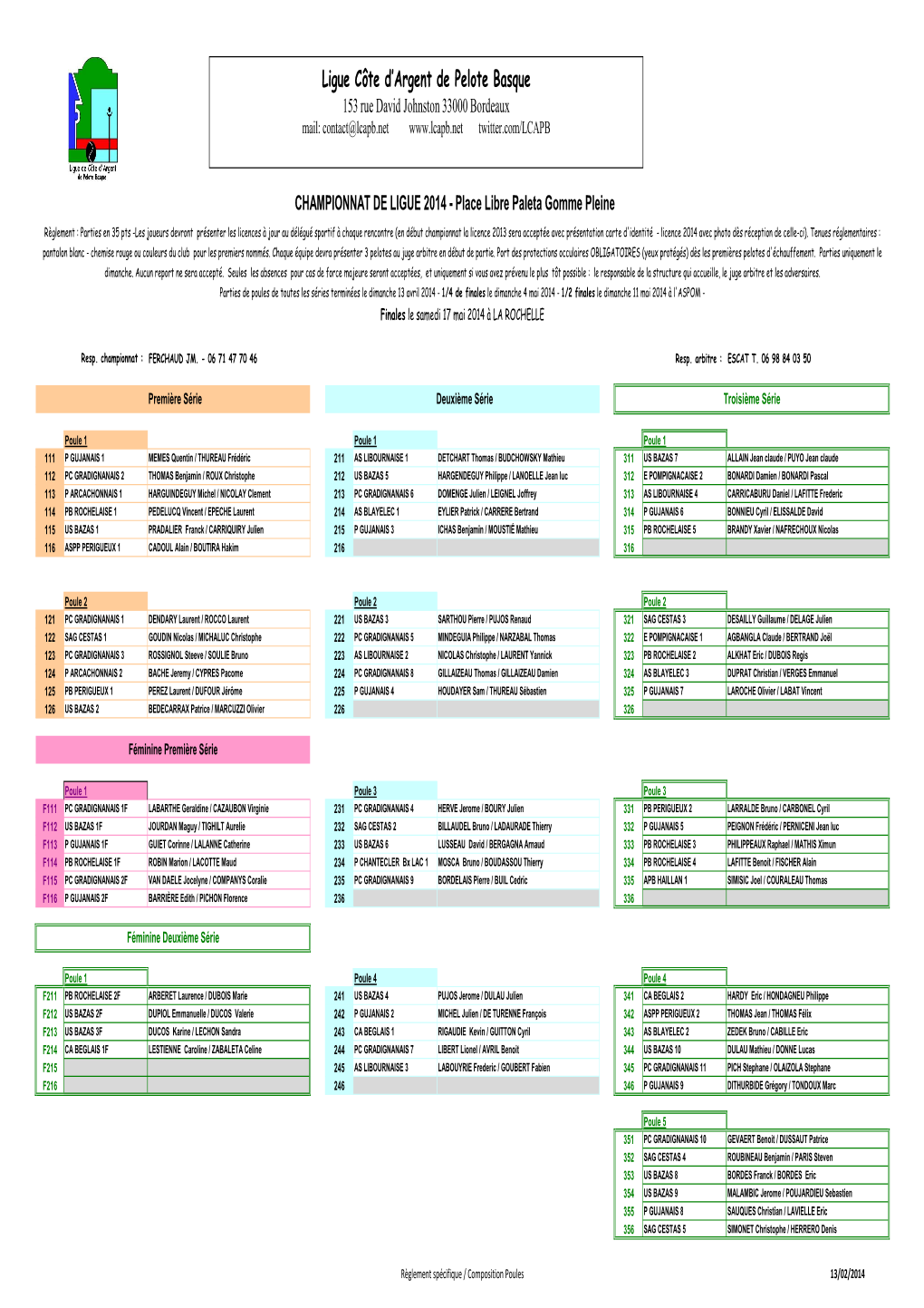 Ligue Côte D'argent De Pelote Basque