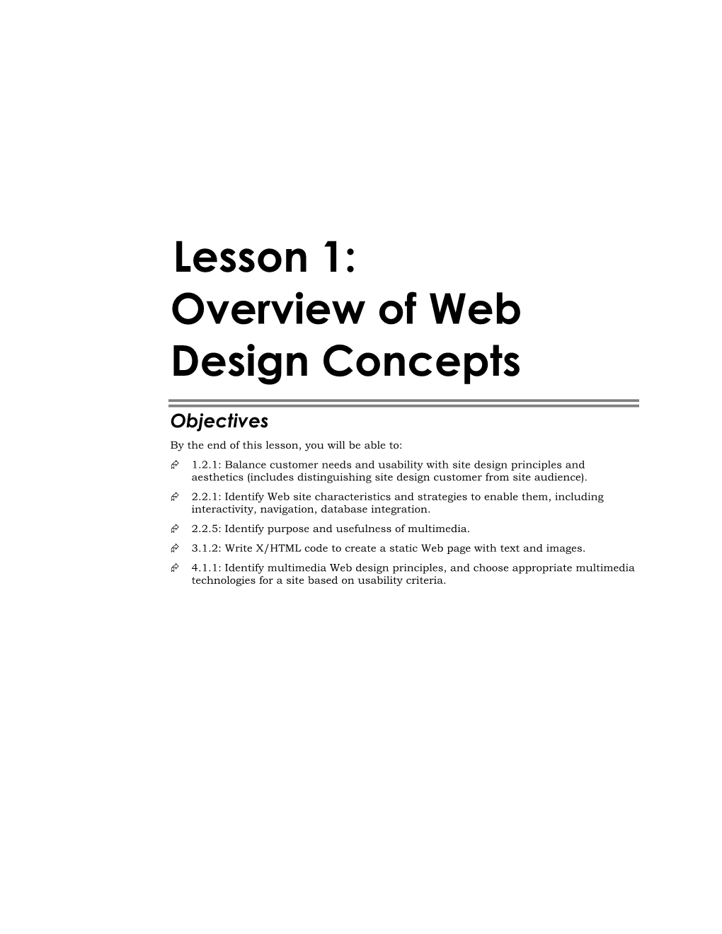 1Lesson 1: Overview of Web Design Concepts
