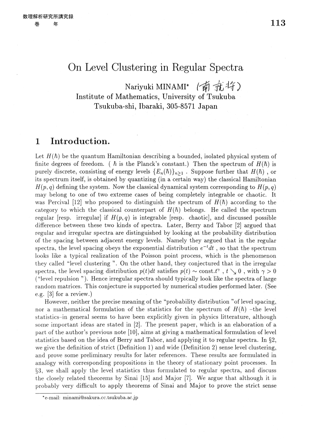 On Level Clustering in Regular Spectra