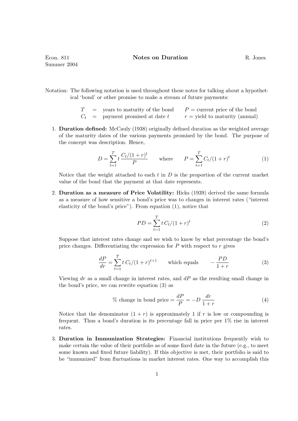 Notes on Duration R