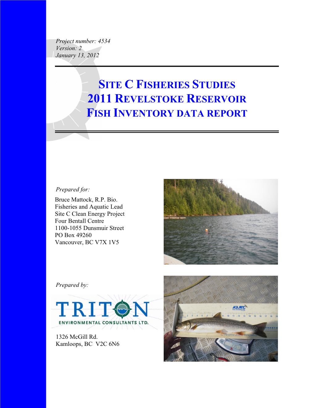 Site C Fisheries Studies 2011 Revelstoke Reservoir Fish Inventory Data Report