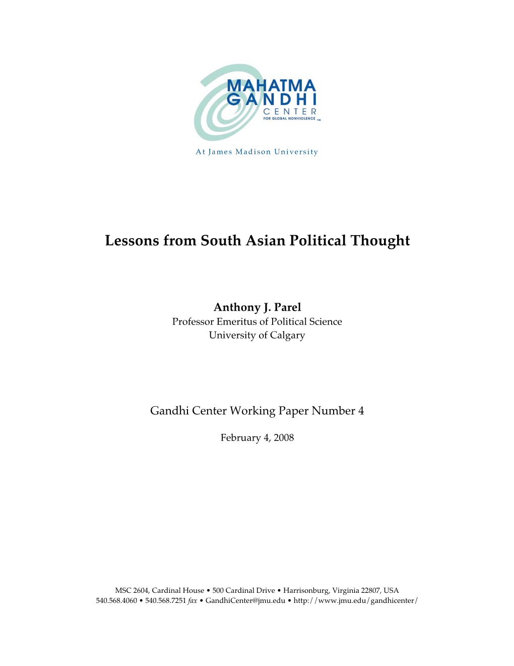 Lessons from South Asian Political Thought