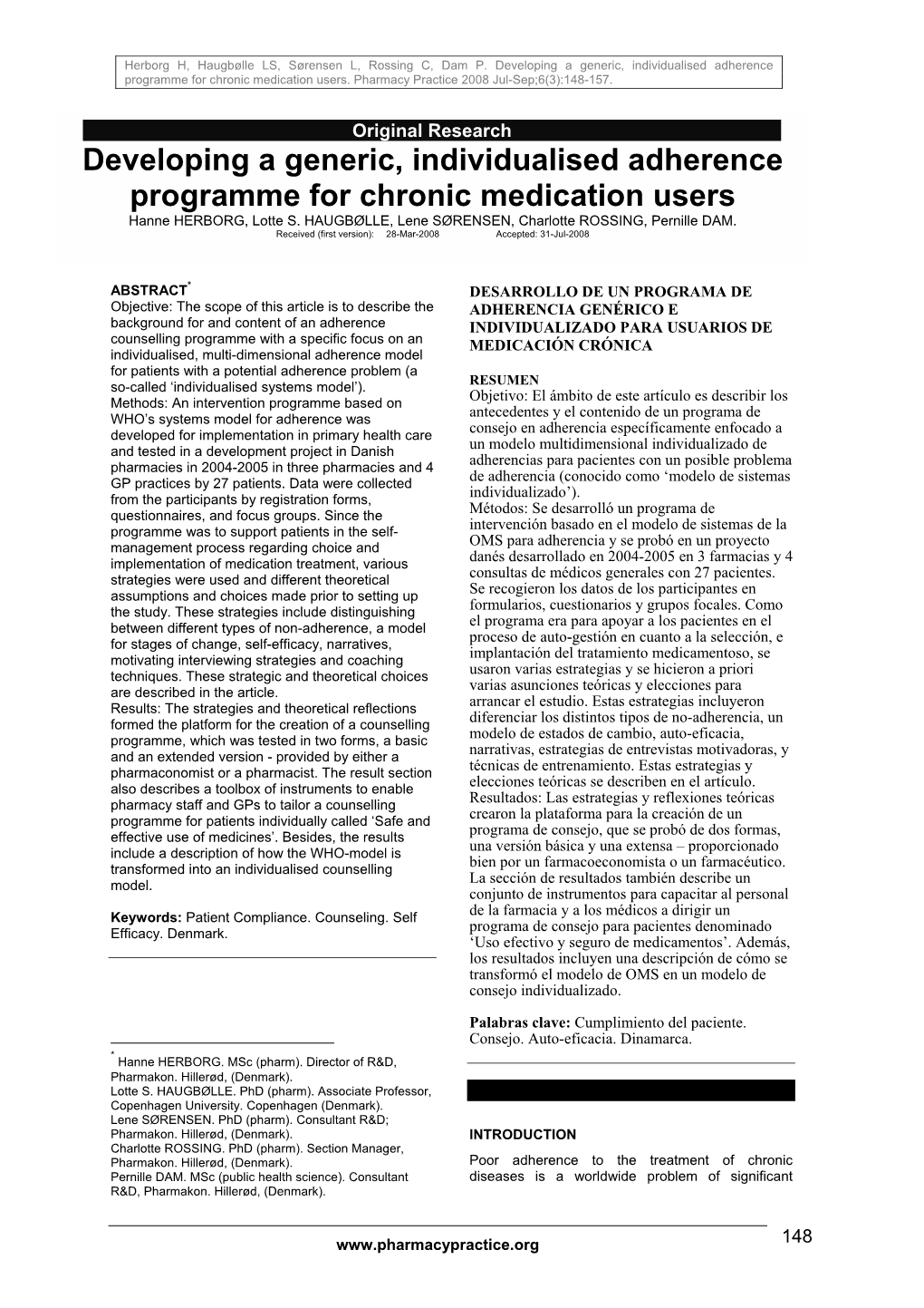 Developing a Generic, Individualised Adherence Programme for Chronic Medication Users