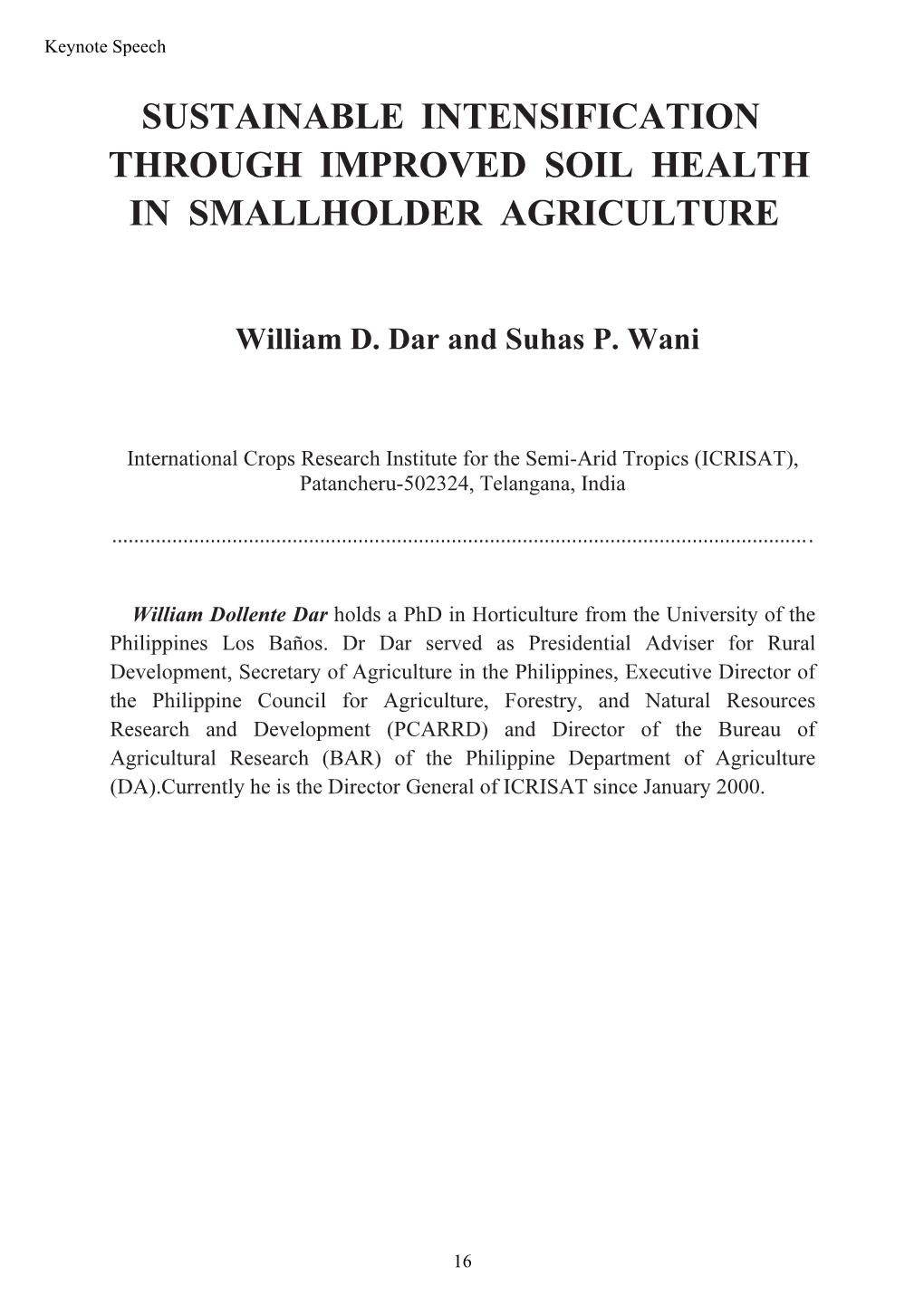 Sustainable Intensification Through Improved Soil Health in Smallholder Agriculture