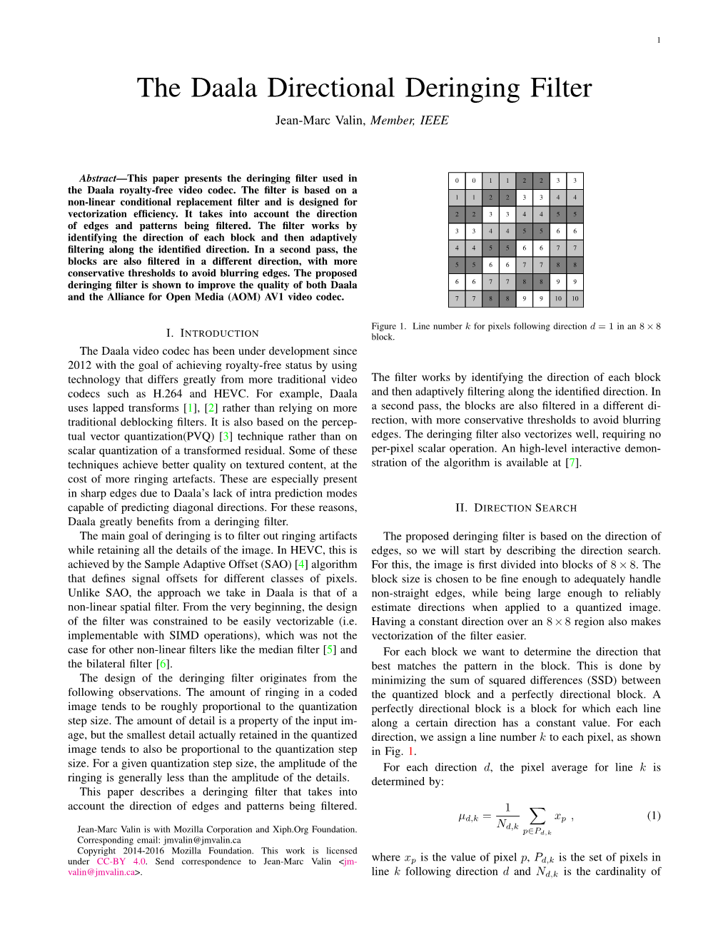 The Daala Directional Deringing Filter Jean-Marc Valin, Member, IEEE