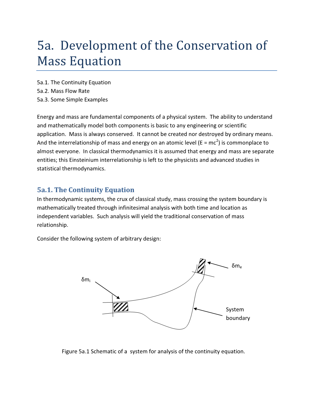 5A. Development of the Conservation of Mass Equation