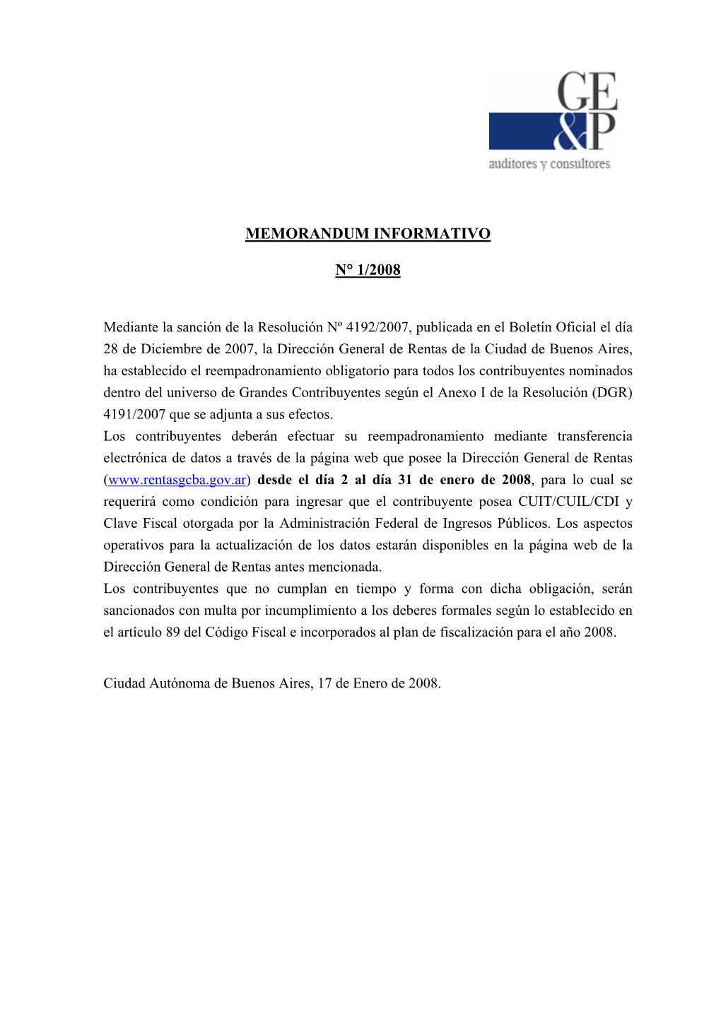 Memorandum Informativo