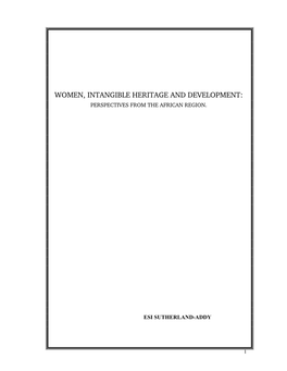 Women, Intangible Heritage and Development: Perspectives from the African Region