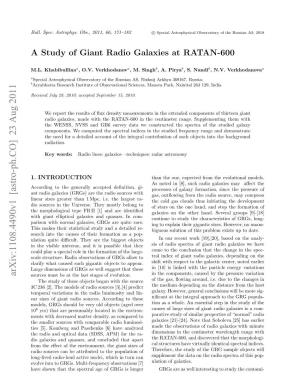 A Study of Giant Radio Galaxies at Ratan-600 173
