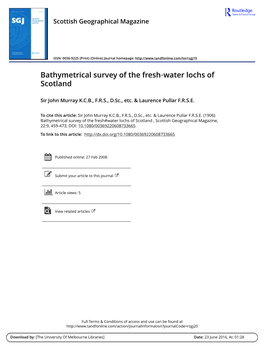 Bathymetrical Survey of the Fresh‐Water Lochs of Scotland